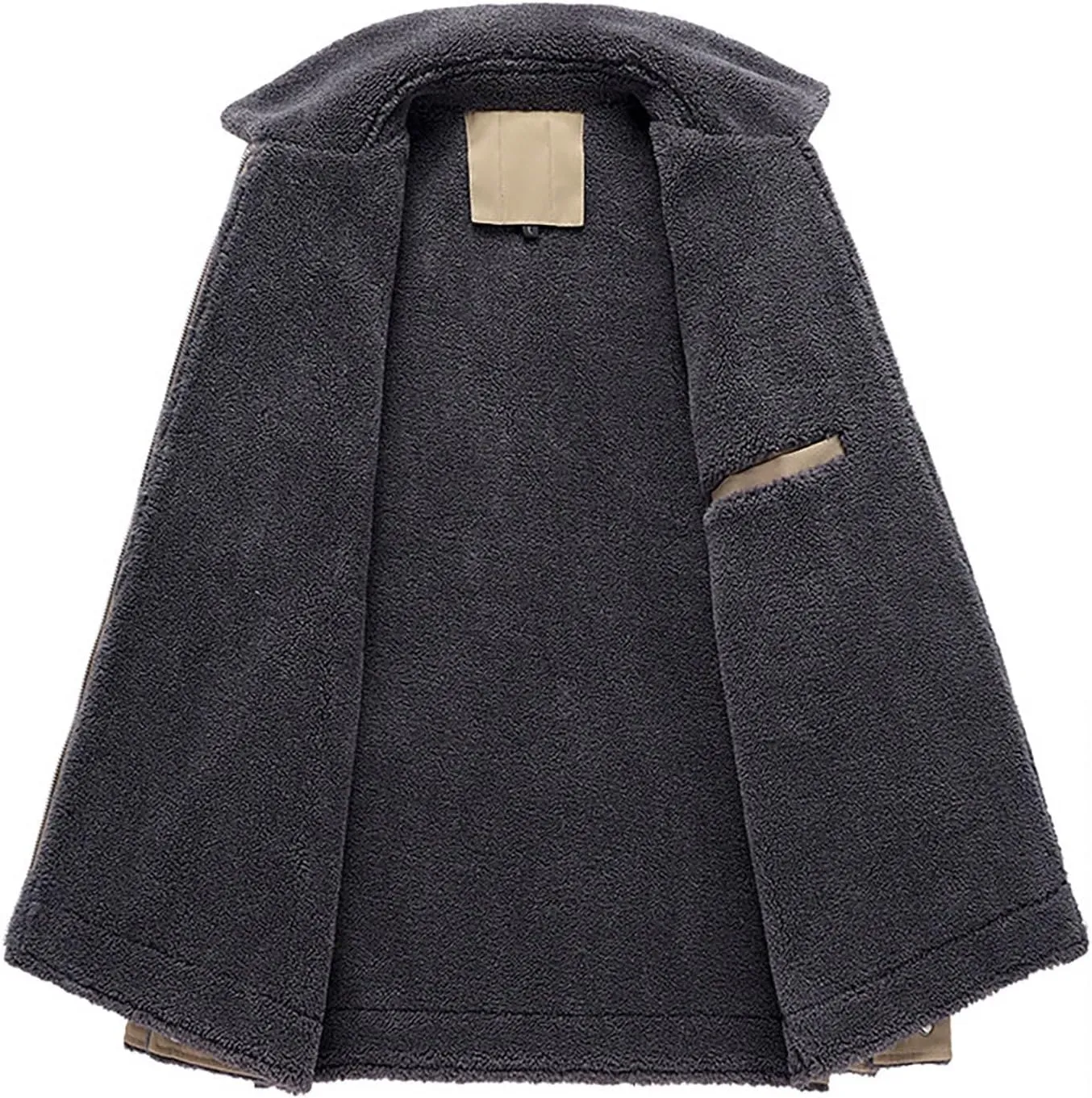 evzosrz Men's Corduroy Jackets Lapel Fleece Lined Sherpa Full Zip Casual Coats Windproof Thickened Warm Fashion Winter Coats