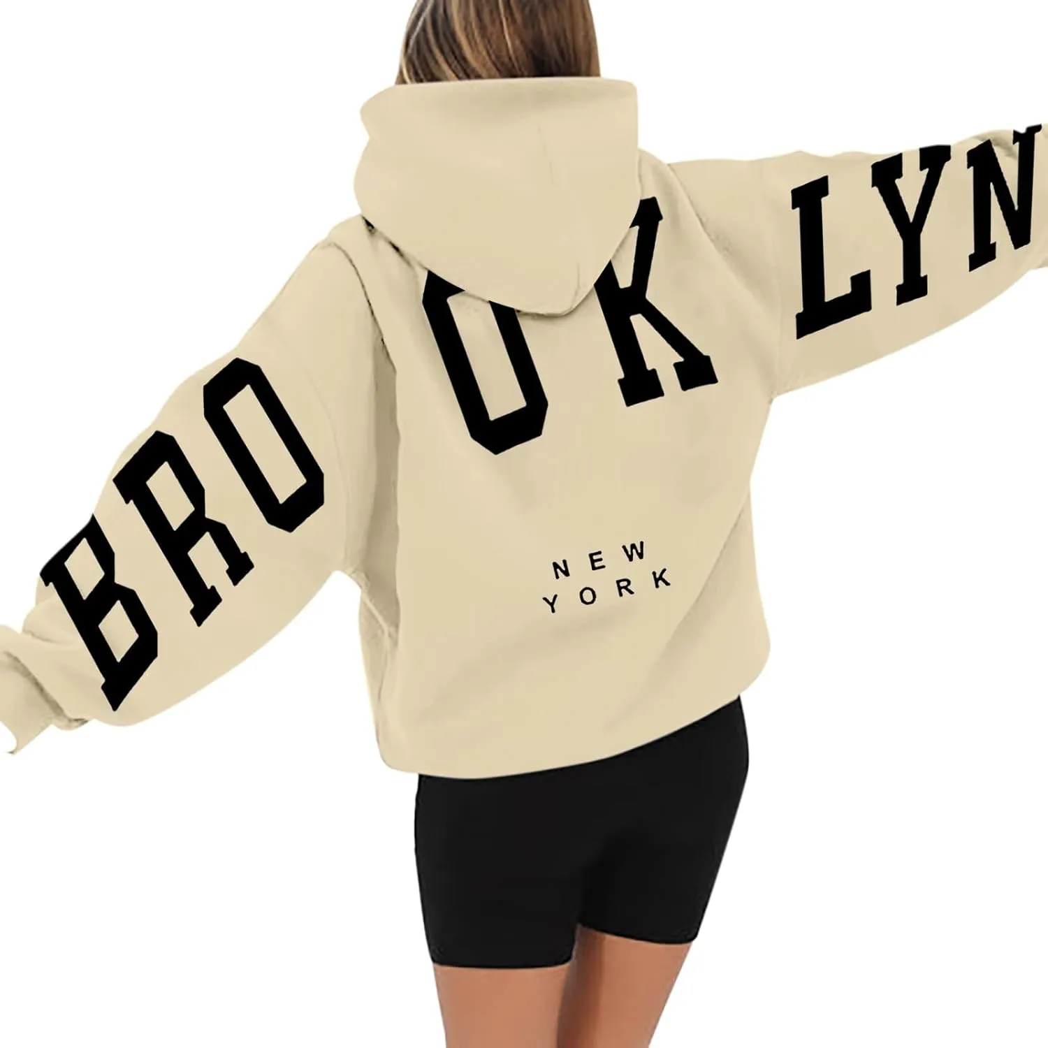 Fall Clothes 2024 Trendy Outfits Letter Printed Hoodie V Neck Fleece Sweatshirts Oversized Sweatshirt for Women