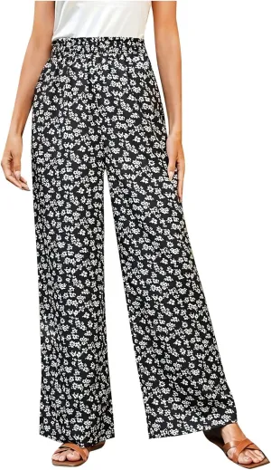Fall Women High Waist Pants Fashion Loose Straight Pants Daily Pants Casual Printed Wide Leg Trousers Pants