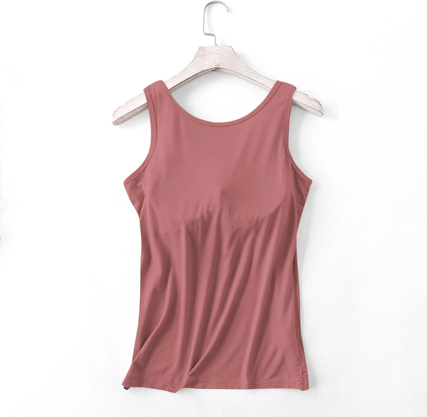 Fashion 2025 Built-in-Bra Tank Tops for Women Sleeveless Workout Yoga Undershirts Casual Comfy Basic Tees