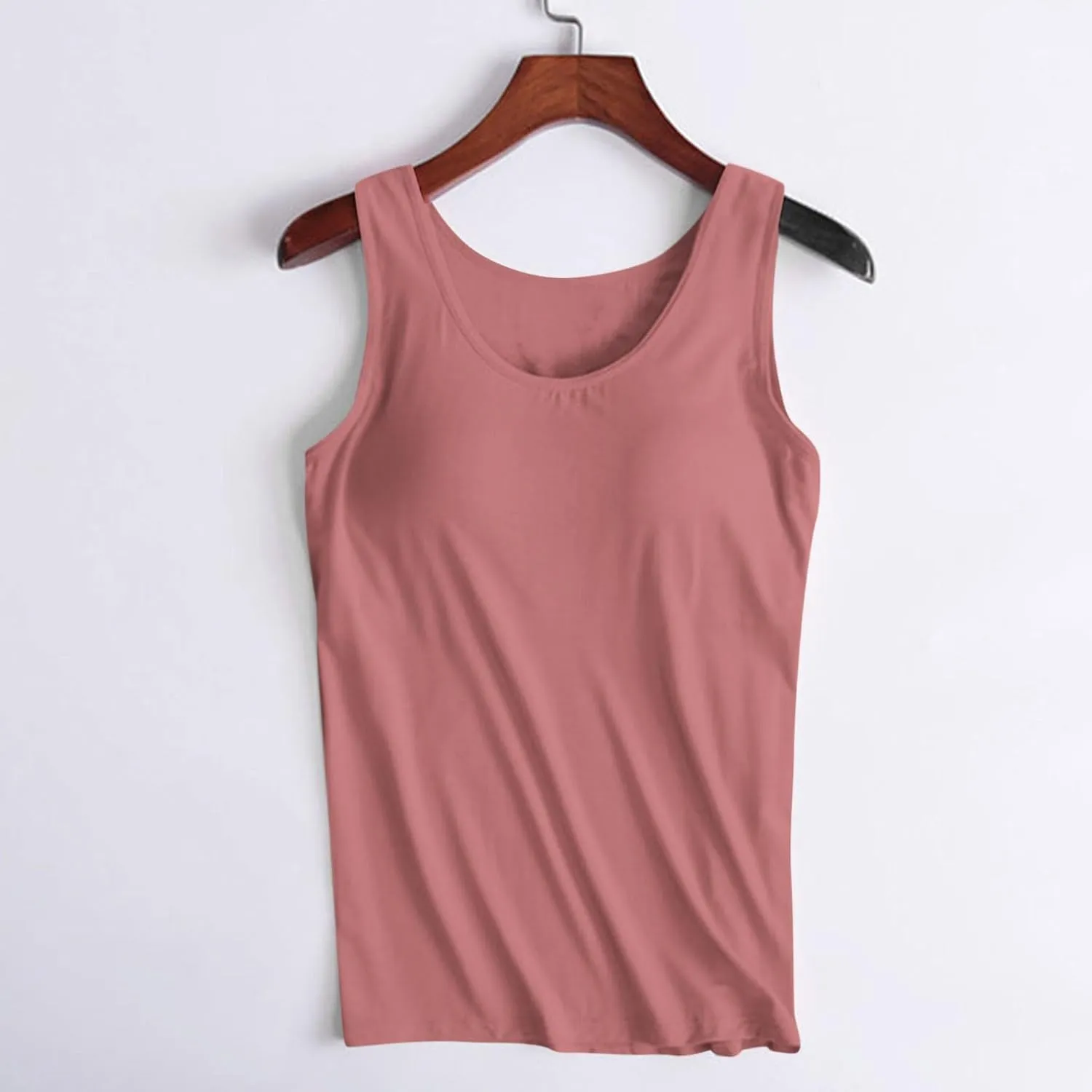 Fashion 2025 Built-in-Bra Tank Tops for Women Sleeveless Workout Yoga Undershirts Casual Comfy Basic Tees