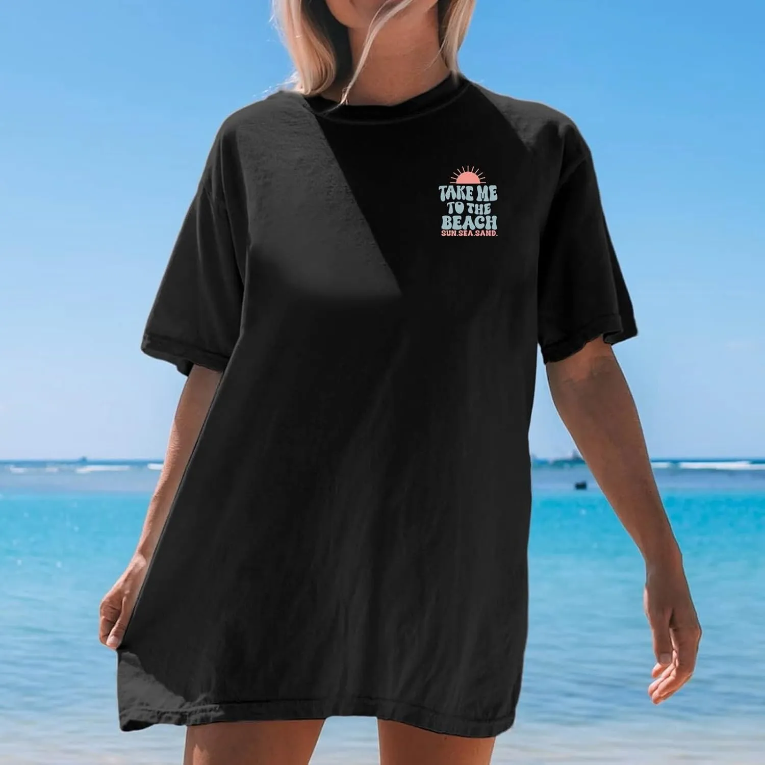 Forever Chasing Sunsets T Shirt Sunset Palm Tree Shirt Summer Beach Vacation Tops Women Oversized Graphic tees