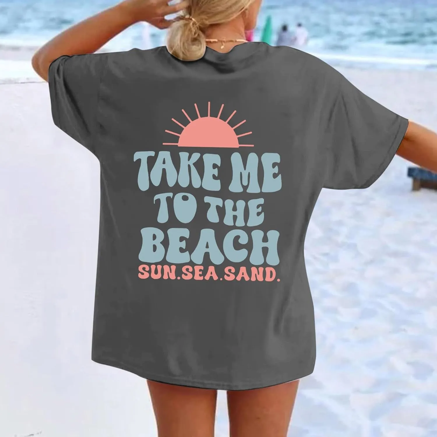 Forever Chasing Sunsets T Shirt Sunset Palm Tree Shirt Summer Beach Vacation Tops Women Oversized Graphic tees