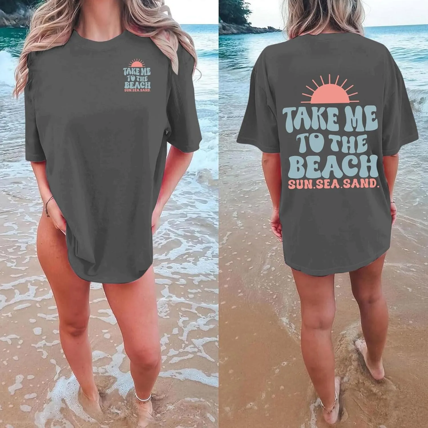 Forever Chasing Sunsets T Shirt Sunset Palm Tree Shirt Summer Beach Vacation Tops Women Oversized Graphic tees