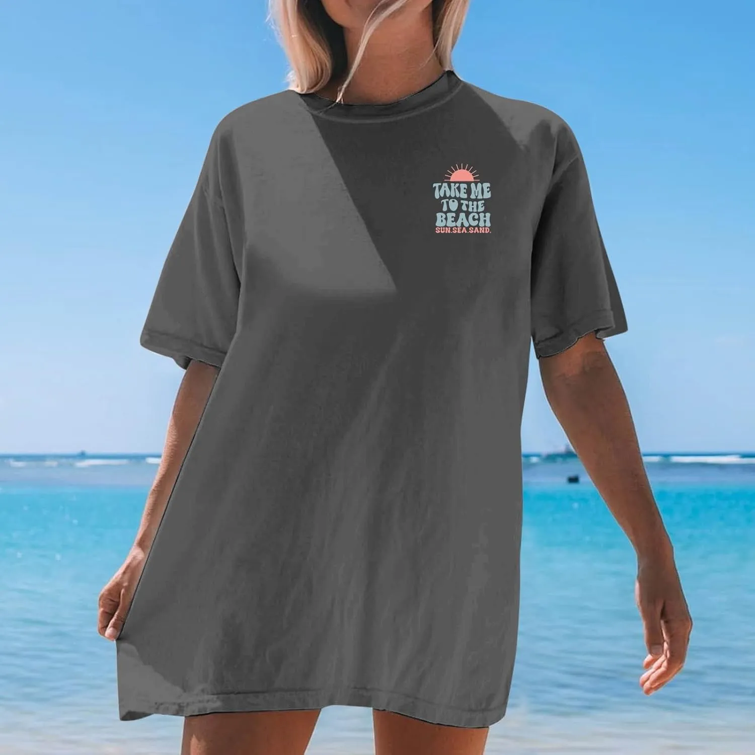 Forever Chasing Sunsets T Shirt Sunset Palm Tree Shirt Summer Beach Vacation Tops Women Oversized Graphic tees