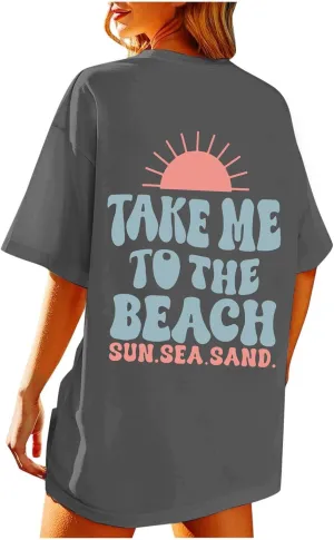 Forever Chasing Sunsets T Shirt Sunset Palm Tree Shirt Summer Beach Vacation Tops Women Oversized Graphic tees