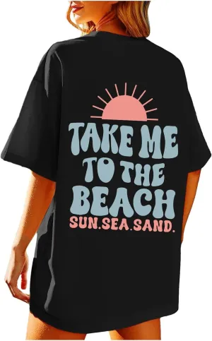 Forever Chasing Sunsets T Shirt Sunset Palm Tree Shirt Summer Beach Vacation Tops Women Oversized Graphic tees