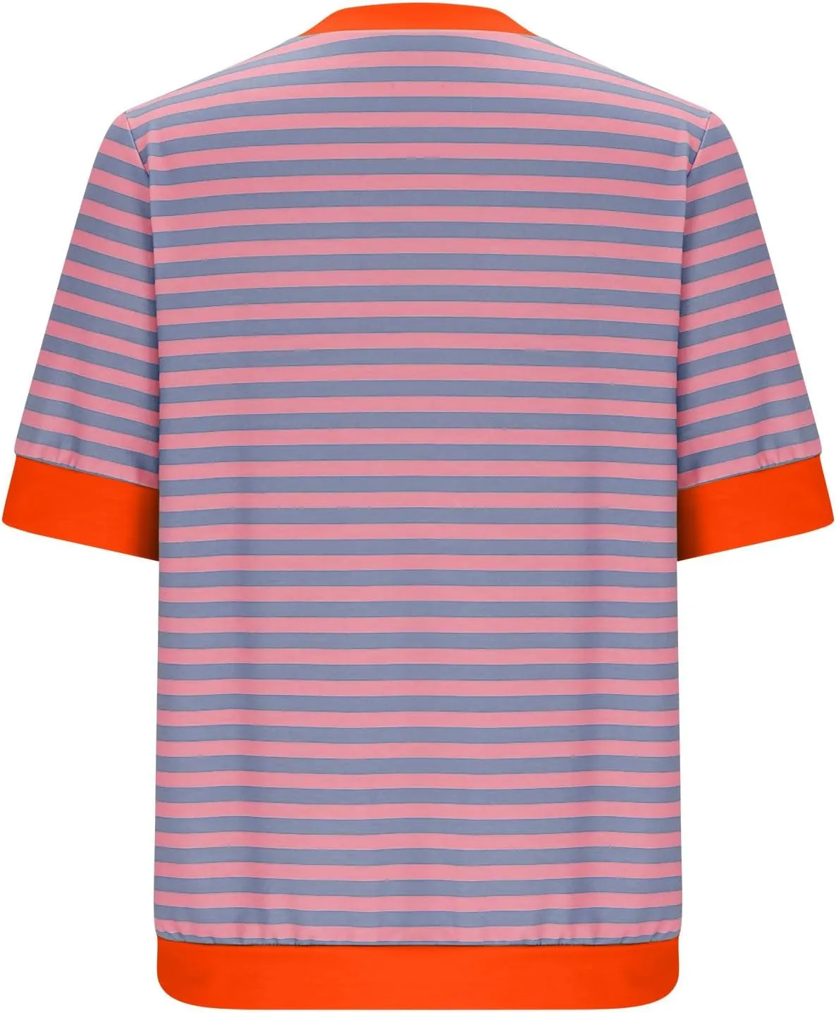 Generic Women Oversized Striped Color Block Short Sleeve Tee Top Crew Neck Basic Pullover Blouse Casual Summer T-Shirt
