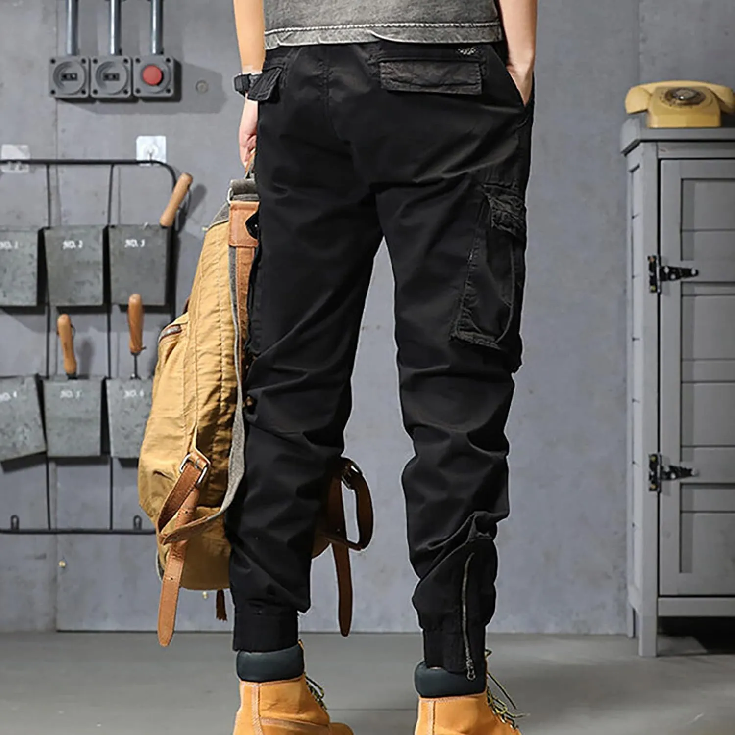 GIERIDUC Men's Essentials Fleece Sweatpants Mens Relaxed Fit Khaki Pants Tactical Work Pants for Men Olive Green Chino Pants