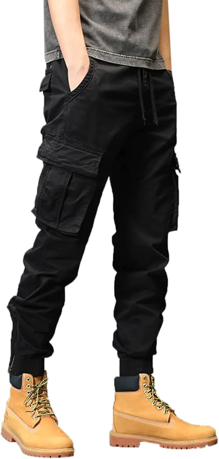 GIERIDUC Men's Essentials Fleece Sweatpants Mens Relaxed Fit Khaki Pants Tactical Work Pants for Men Olive Green Chino Pants