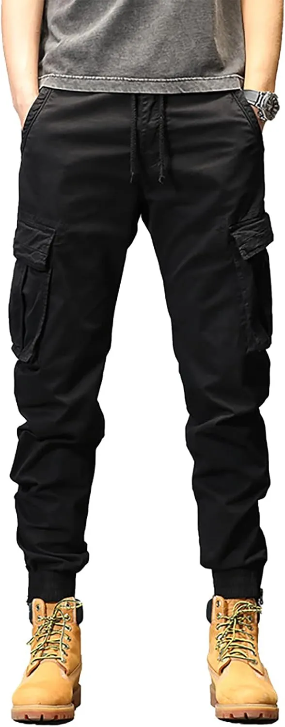 GIERIDUC Men's Essentials Fleece Sweatpants Mens Relaxed Fit Khaki Pants Tactical Work Pants for Men Olive Green Chino Pants