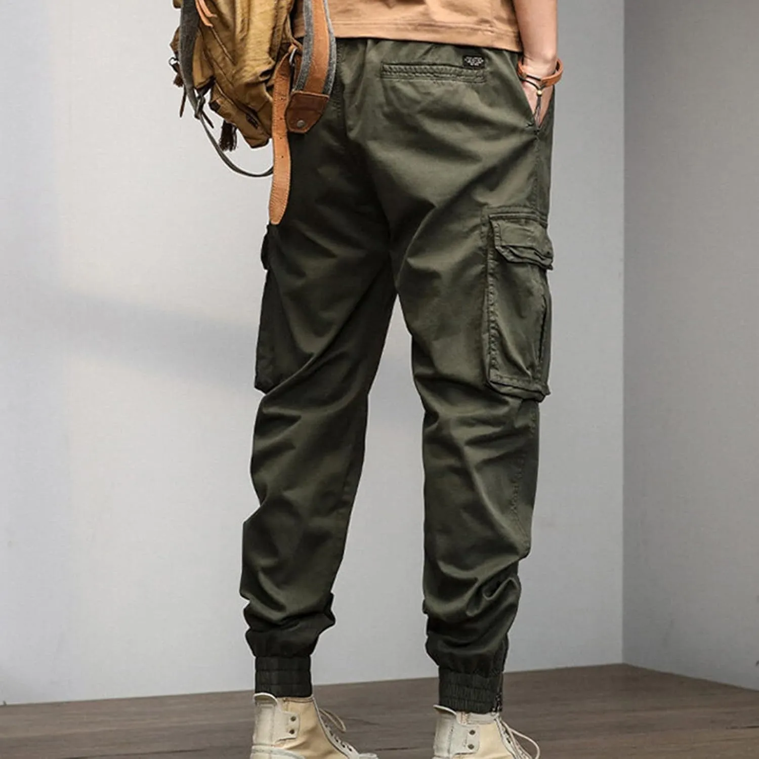 GIERIDUC Men's Essentials Fleece Sweatpants Mens Relaxed Fit Khaki Pants Tactical Work Pants for Men Olive Green Chino Pants