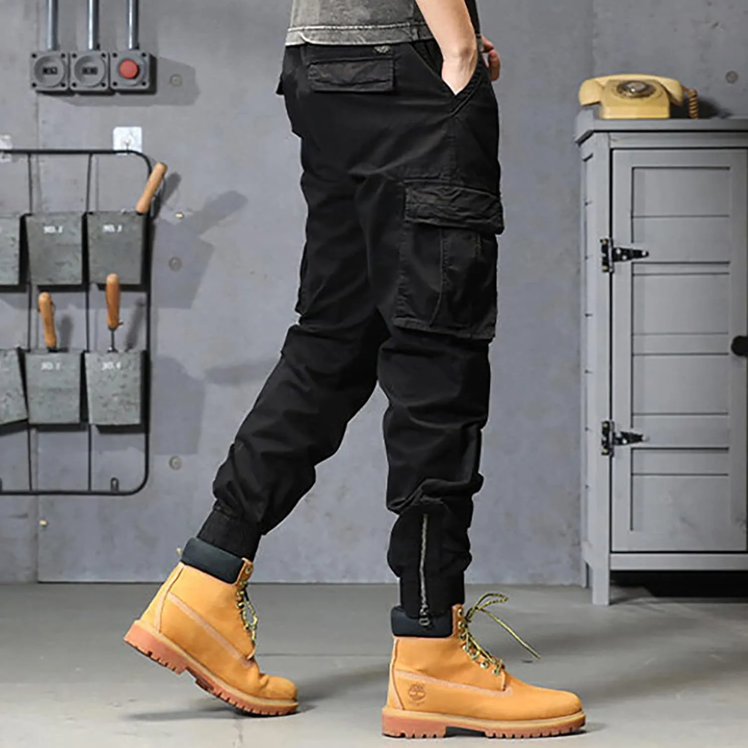 GIERIDUC Men's Essentials Fleece Sweatpants Mens Relaxed Fit Khaki Pants Tactical Work Pants for Men Olive Green Chino Pants