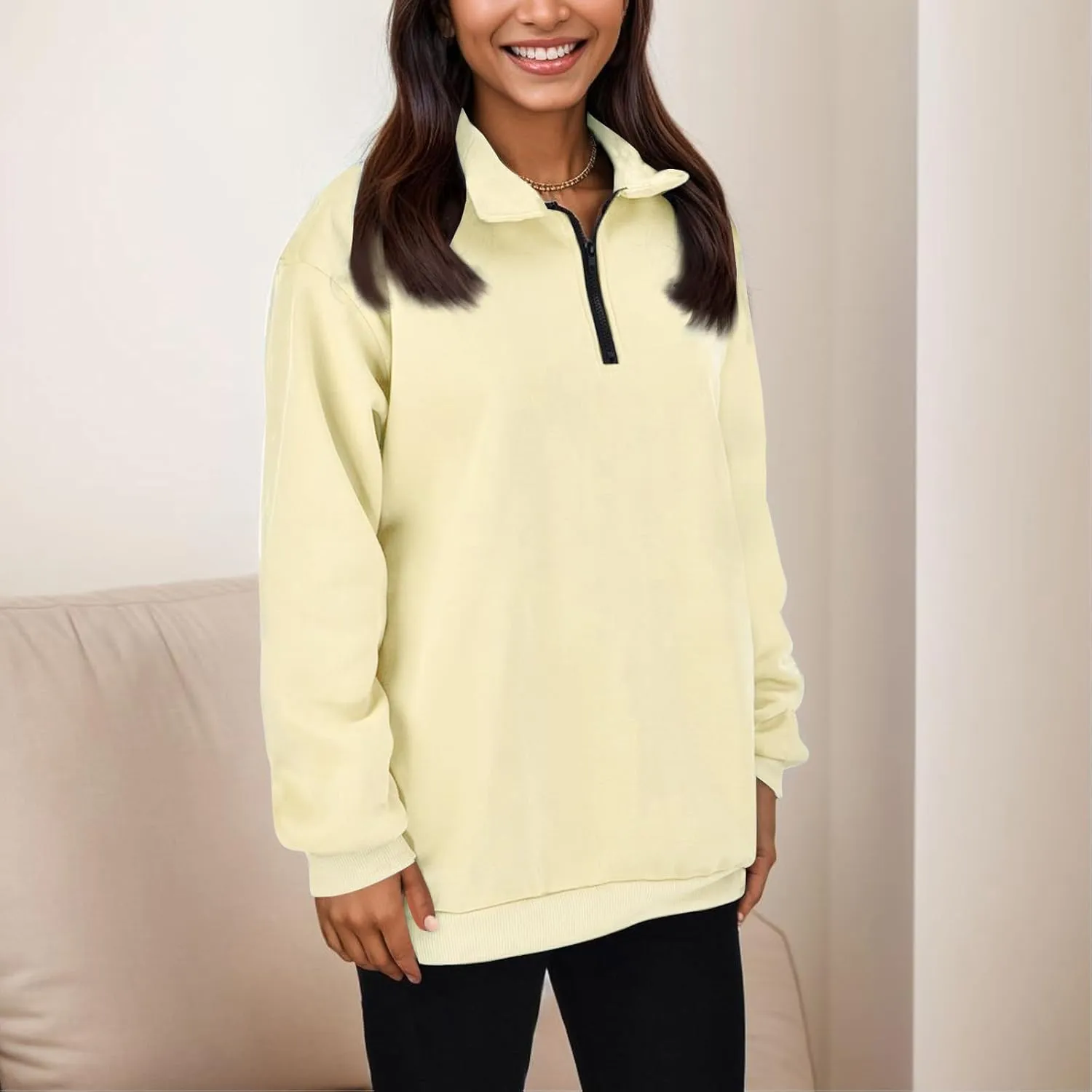 Half Zip Sweatshirt Women Trendy Cropped Hoodies Fleece Jackets Pullover Fall Outfits 2024 Winter Clothes