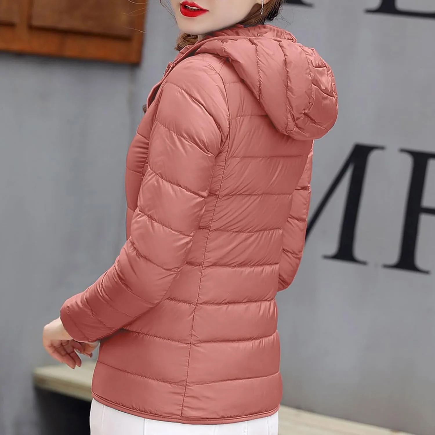 hlysgo Women's Slim-Fit Quilted Puffer Jacket Lightweight Padded Warm Winter Casual Down Coat Zip Jackets
