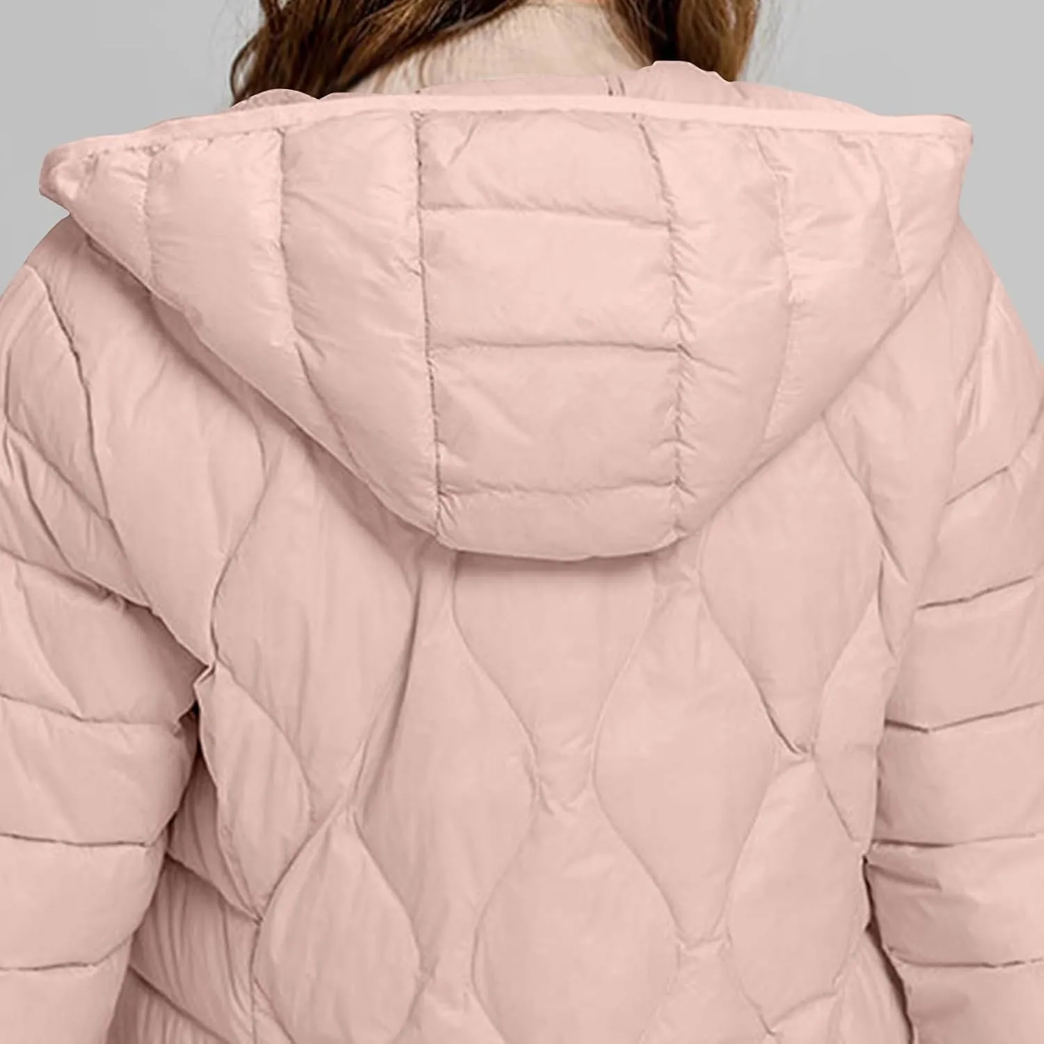 Hooded Quilted Jacket Women Lightweight Puffer Jacket Zip up Padded Coat Packable Down Jacket Warm Winter Coat