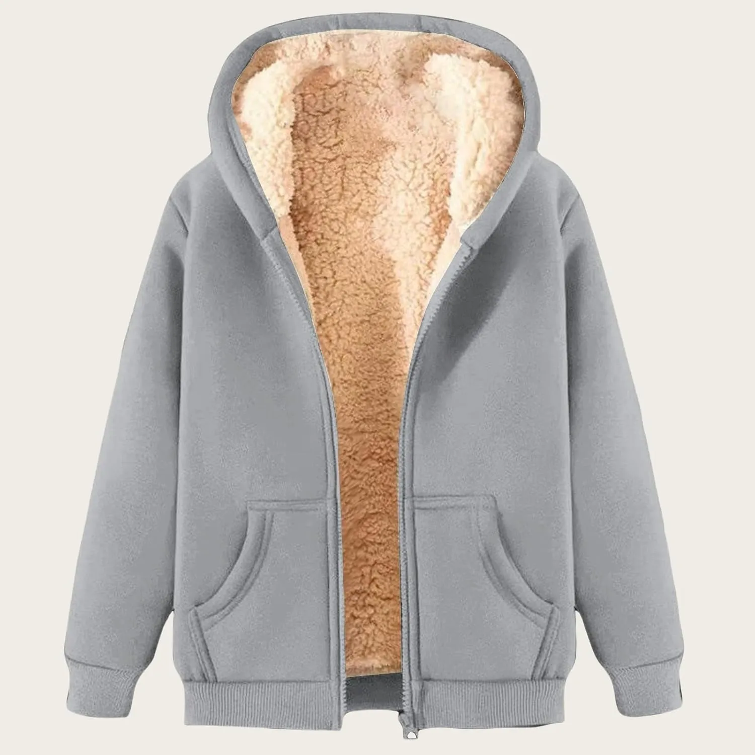 Hoodies for Men Winter Fleece Sweatshirt Hoodie Jackets Full Zip Up Thick Sherpa Lined Hooded Jacket Winter Coats