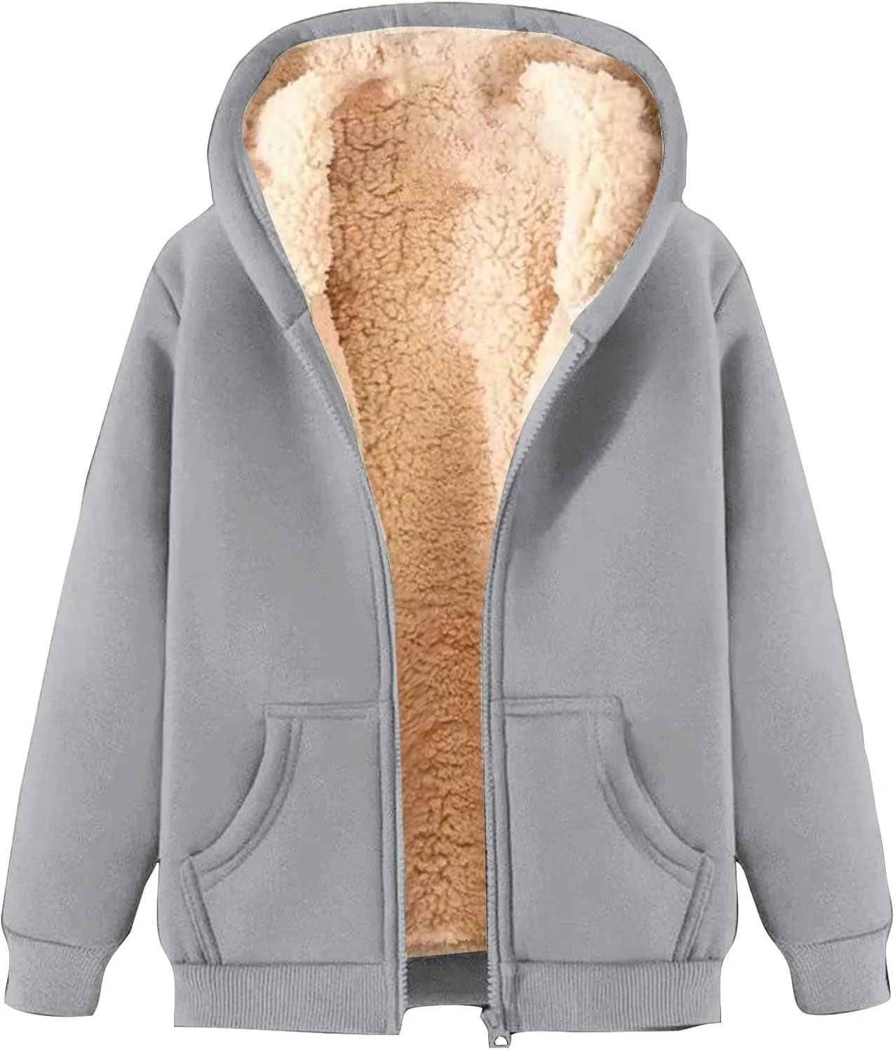 Hoodies for Men Winter Fleece Sweatshirt Hoodie Jackets Full Zip Up Thick Sherpa Lined Hooded Jacket Winter Coats