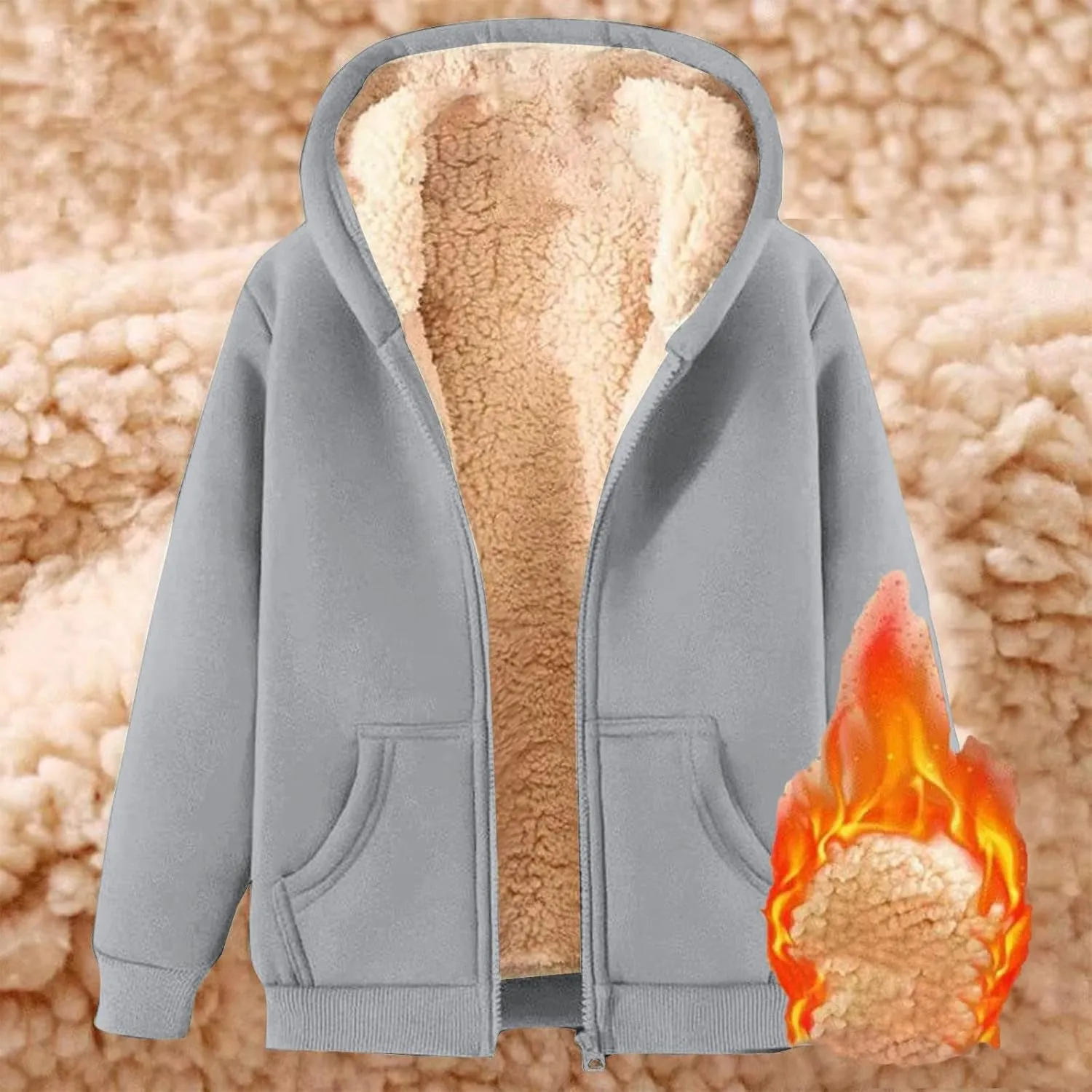 Hoodies for Men Winter Fleece Sweatshirt Hoodie Jackets Full Zip Up Thick Sherpa Lined Hooded Jacket Winter Coats