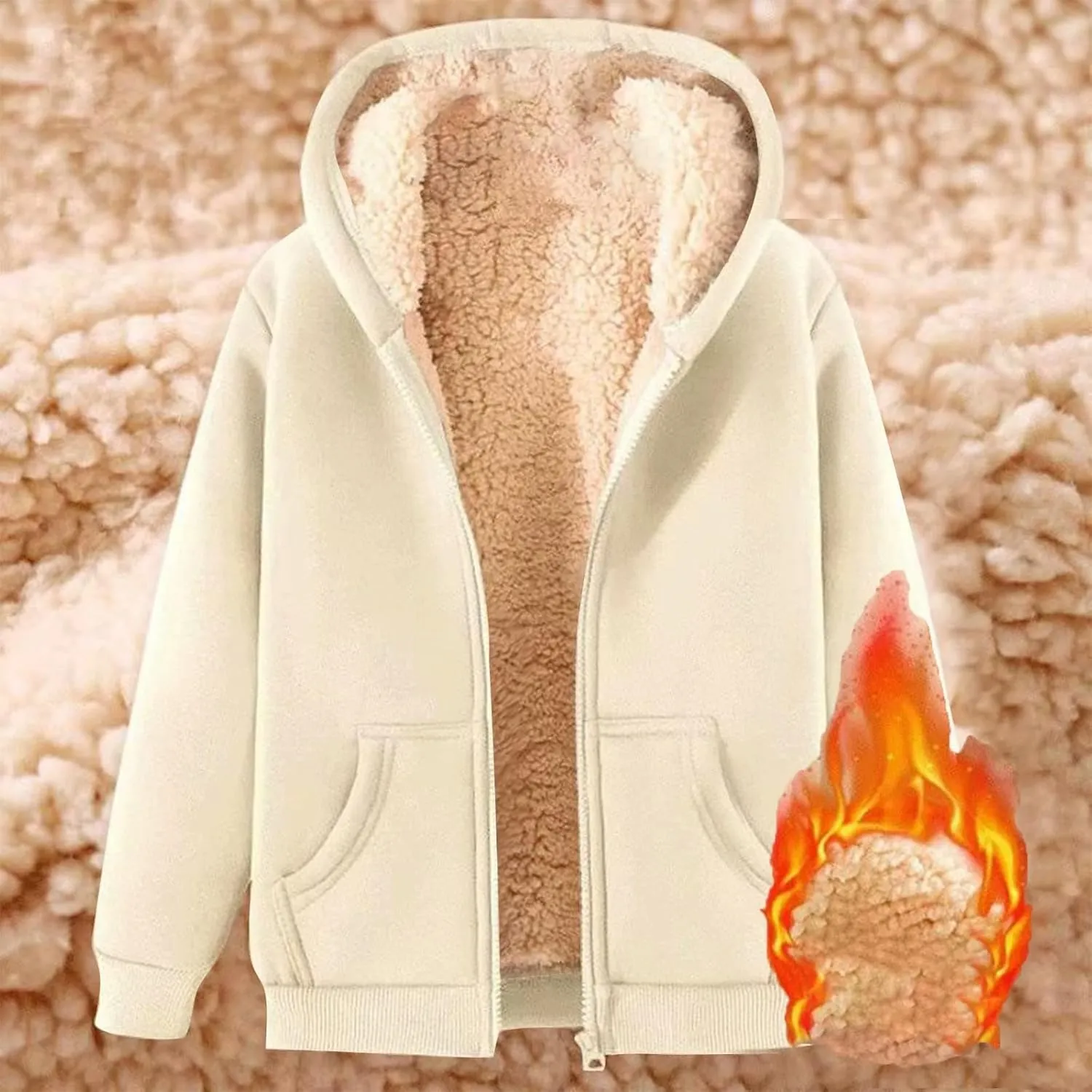 Hoodies for Men Winter Fleece Sweatshirt Hoodie Jackets Full Zip Up Thick Sherpa Lined Hooded Jacket Winter Coats