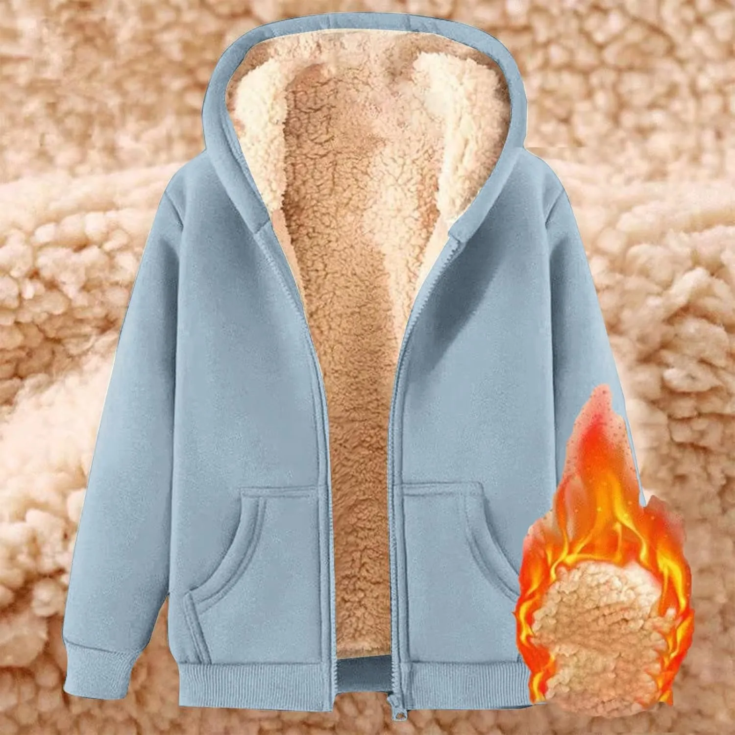Hoodies for Men Winter Fleece Sweatshirt Hoodie Jackets Full Zip Up Thick Sherpa Lined Hooded Jacket Winter Coats
