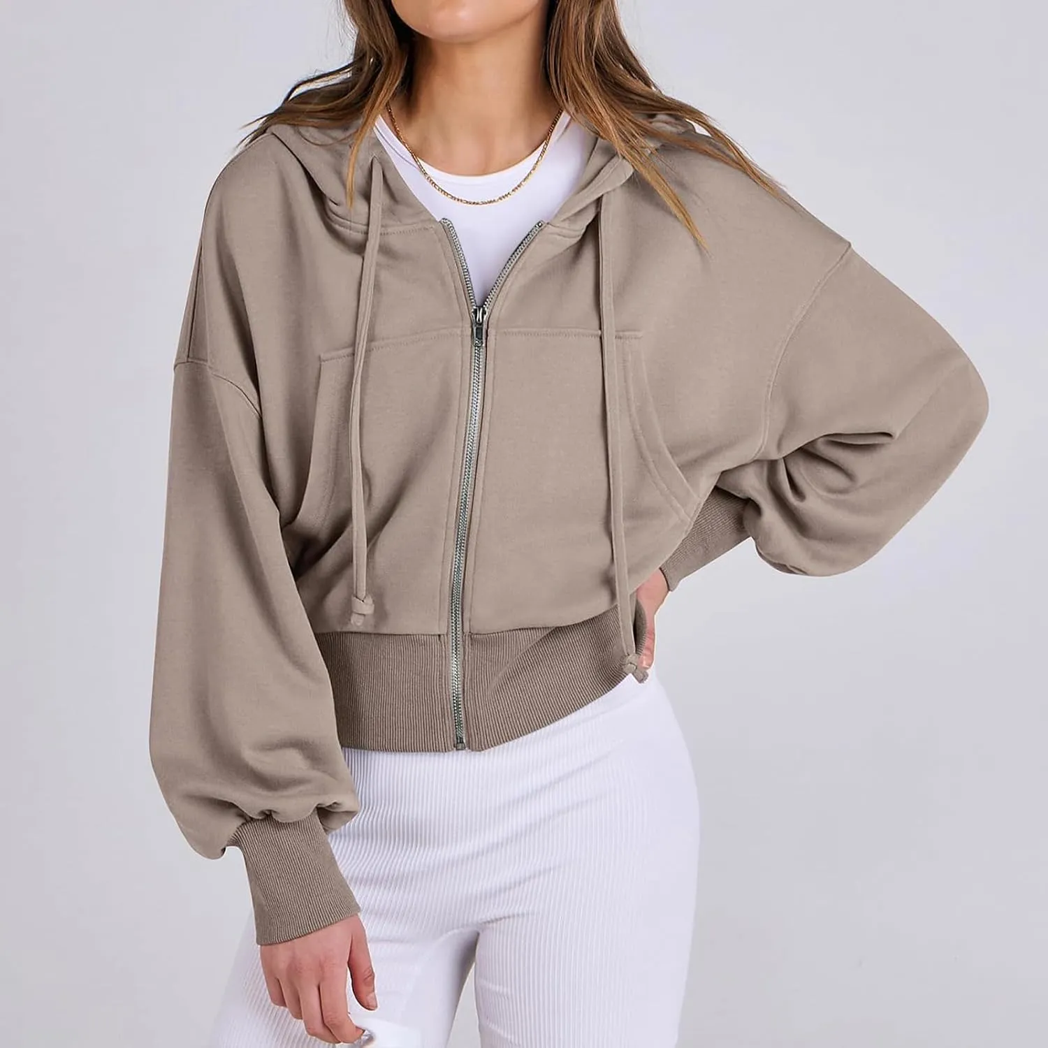 Hoodies for Women Full Zip Up Cropped Sweatshirts Jackets Casual Comfy Gym Tops Fall Outfits Winter Clothes