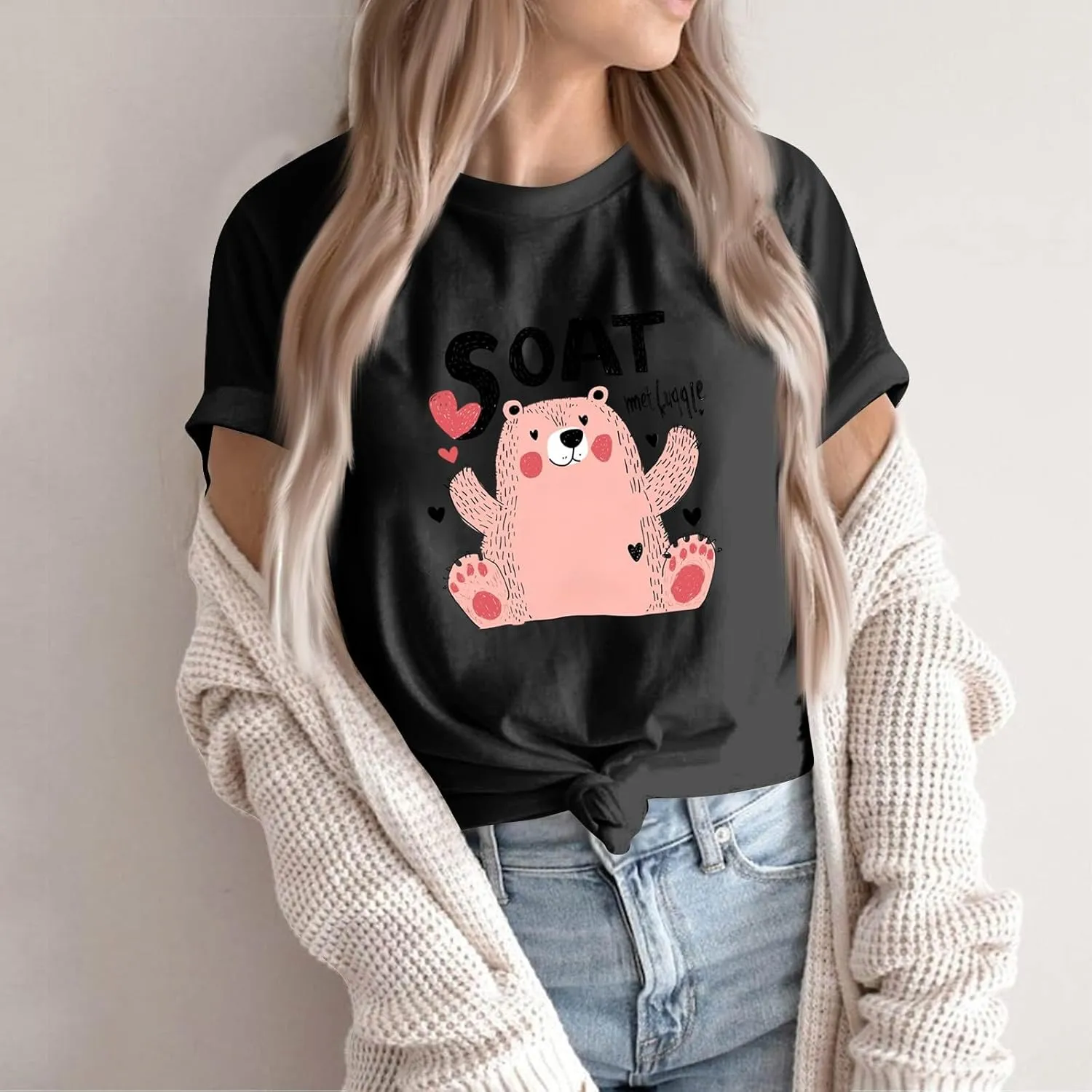 HTHLVMD Womens Graphic Tees Bee Day T Shirt Mama Graphic Tees for Women Short Sleeve T Shirts Summer Fashion Outfits
