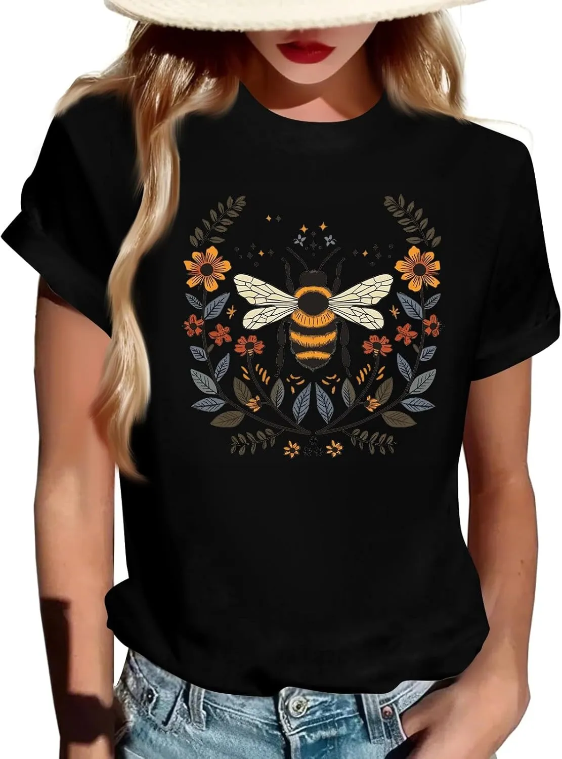 HTHLVMD Womens Graphic Tees Bee Day T Shirt Mama Graphic Tees for Women Short Sleeve T Shirts Summer Fashion Outfits