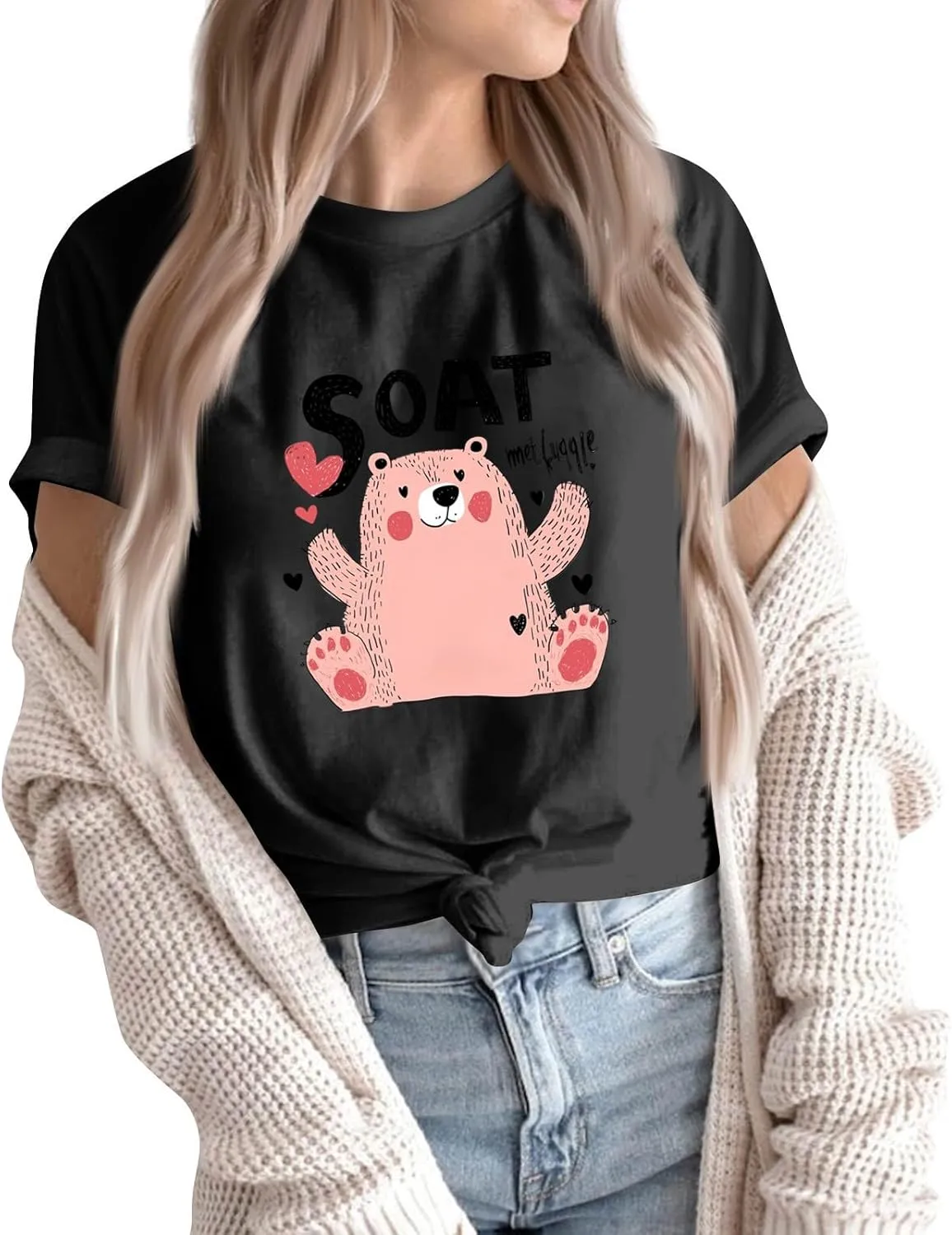 HTHLVMD Womens Graphic Tees Bee Day T Shirt Mama Graphic Tees for Women Short Sleeve T Shirts Summer Fashion Outfits