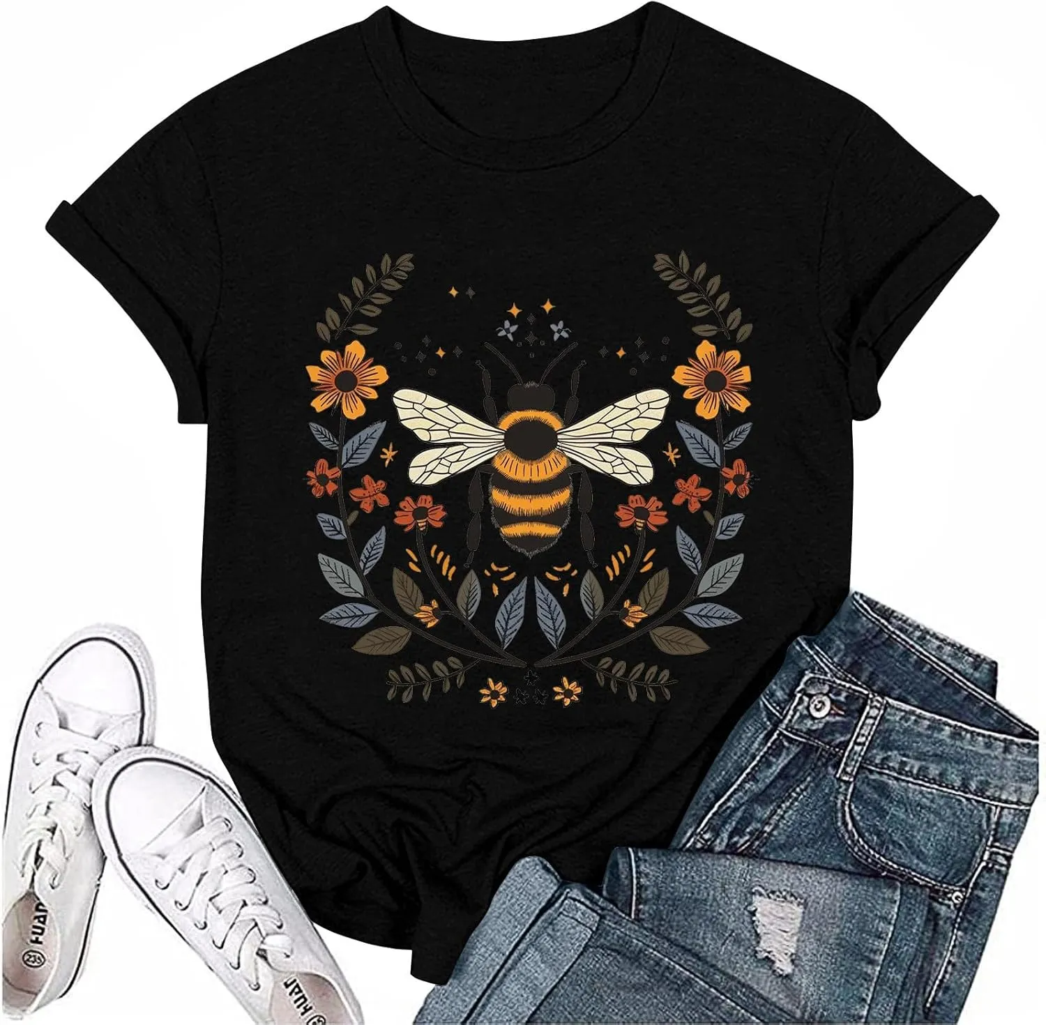 HTHLVMD Womens Graphic Tees Bee Day T Shirt Mama Graphic Tees for Women Short Sleeve T Shirts Summer Fashion Outfits