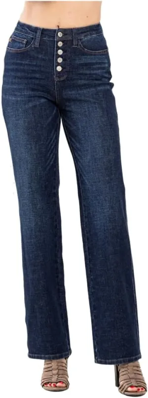 Judy Blue Women's High Waist Button-Fly Straight Jeans, 88598