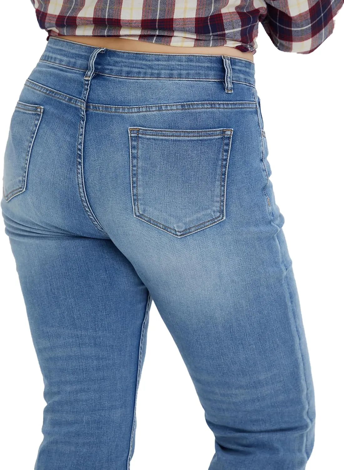 LEIJIJEANS Plus Size Straight Jeans for Women Bule Slim Stretchy Fitting High Waist Women Jeans Curvy Jeans Pants