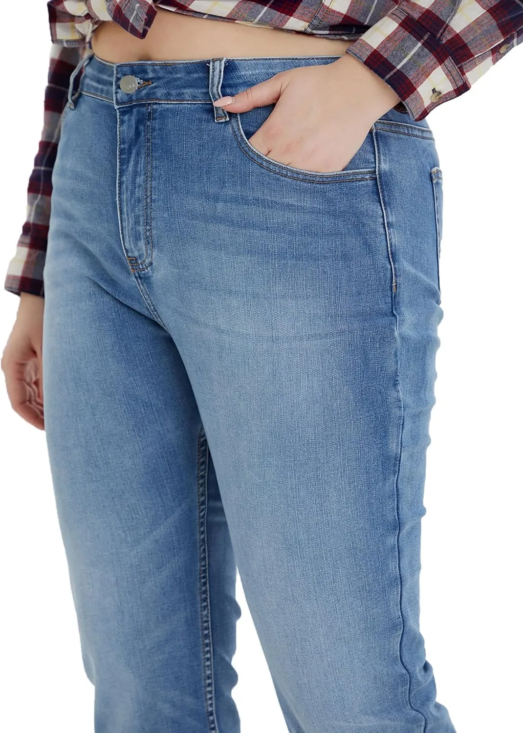 LEIJIJEANS Plus Size Straight Jeans for Women Bule Slim Stretchy Fitting High Waist Women Jeans Curvy Jeans Pants