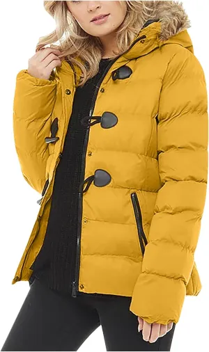 light jackets for women Winter Warm Women Coats Thicken Short Down Jacket Fashion Horn Button Zip UP Solid Puffer Jackets with Fur Hood womens fall fashion 2024