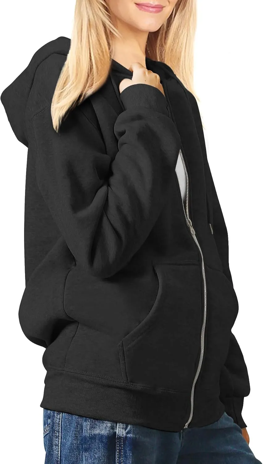 Light Weight Zip Pp Hoodie Womens Long Sleeve Oversized Sweaters Casual Fashion Jackets