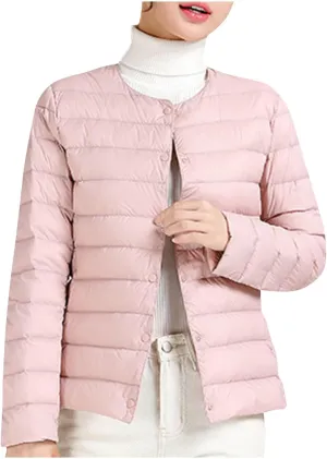 Lightweight Puffer Jacket Women Button Down Jacket Packable Down Jacket Quilted Insulated Jacket Trendy Winter Coat
