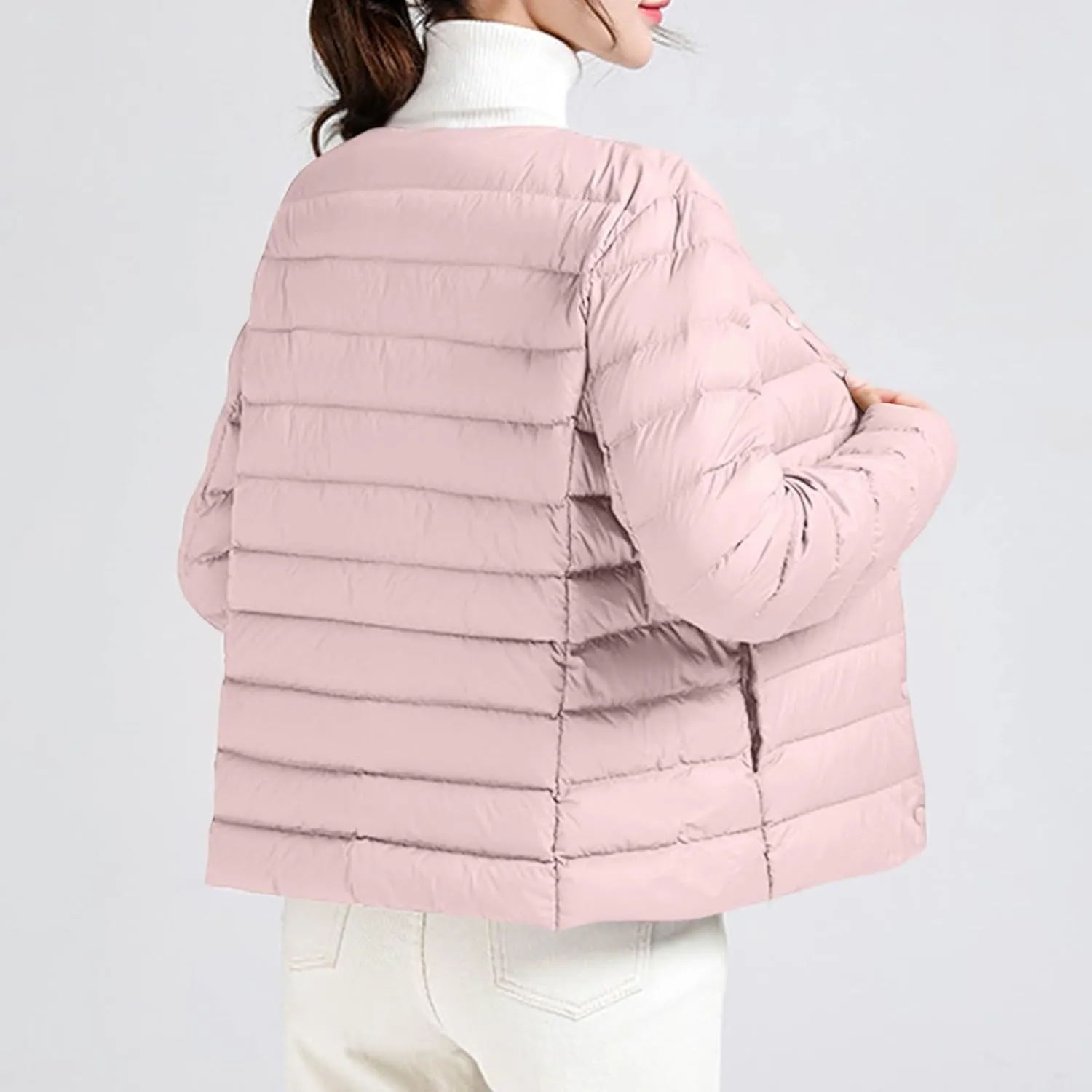 Lightweight Puffer Jacket Women Button Down Jacket Packable Down Jacket Quilted Insulated Jacket Trendy Winter Coat