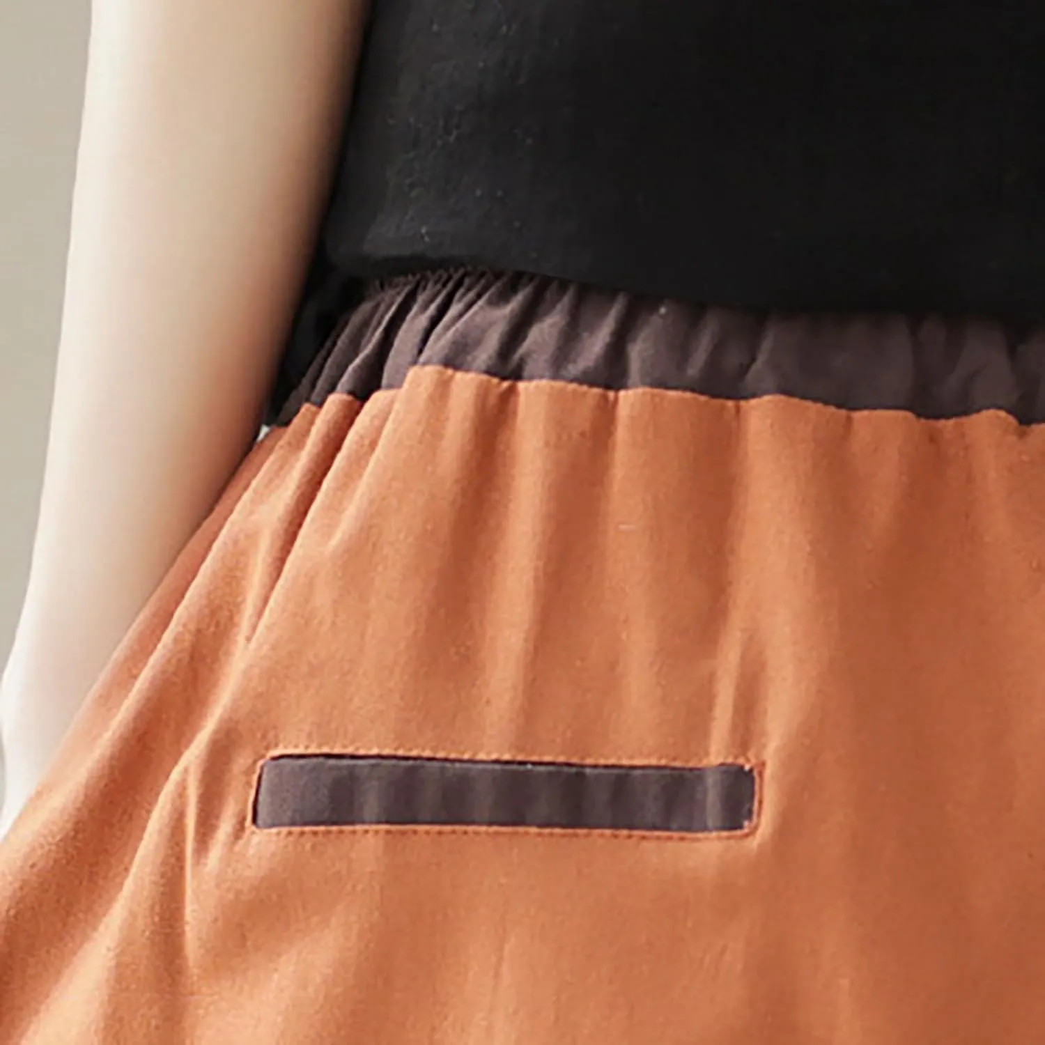 Linen Pants Women Fashion Casual Solid Color Elastic Loose Pants Straight Wide Leg Trousers with Pocket