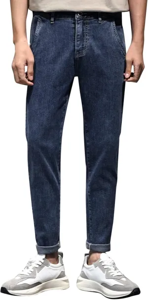 Loose Fit Jeans Mens Autumn Winter Casual Pant Sports Pants with Pocket Fashion Jeans Nine Points Pants