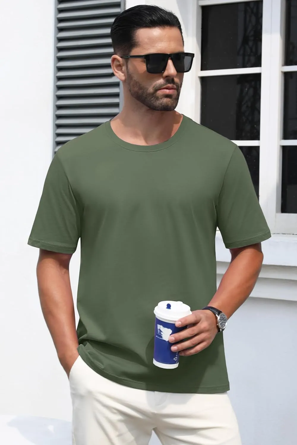MAGCOMSEN Men's T-Shirts Short Sleeve Crew Neck Cotton Tshirts Casual Summer T Shirts Classic Basic Tees