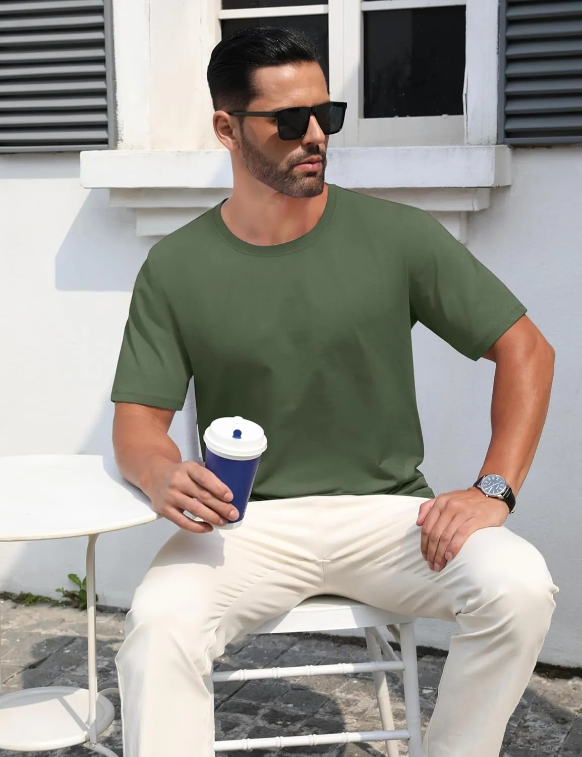 MAGCOMSEN Men's T-Shirts Short Sleeve Crew Neck Cotton Tshirts Casual Summer T Shirts Classic Basic Tees