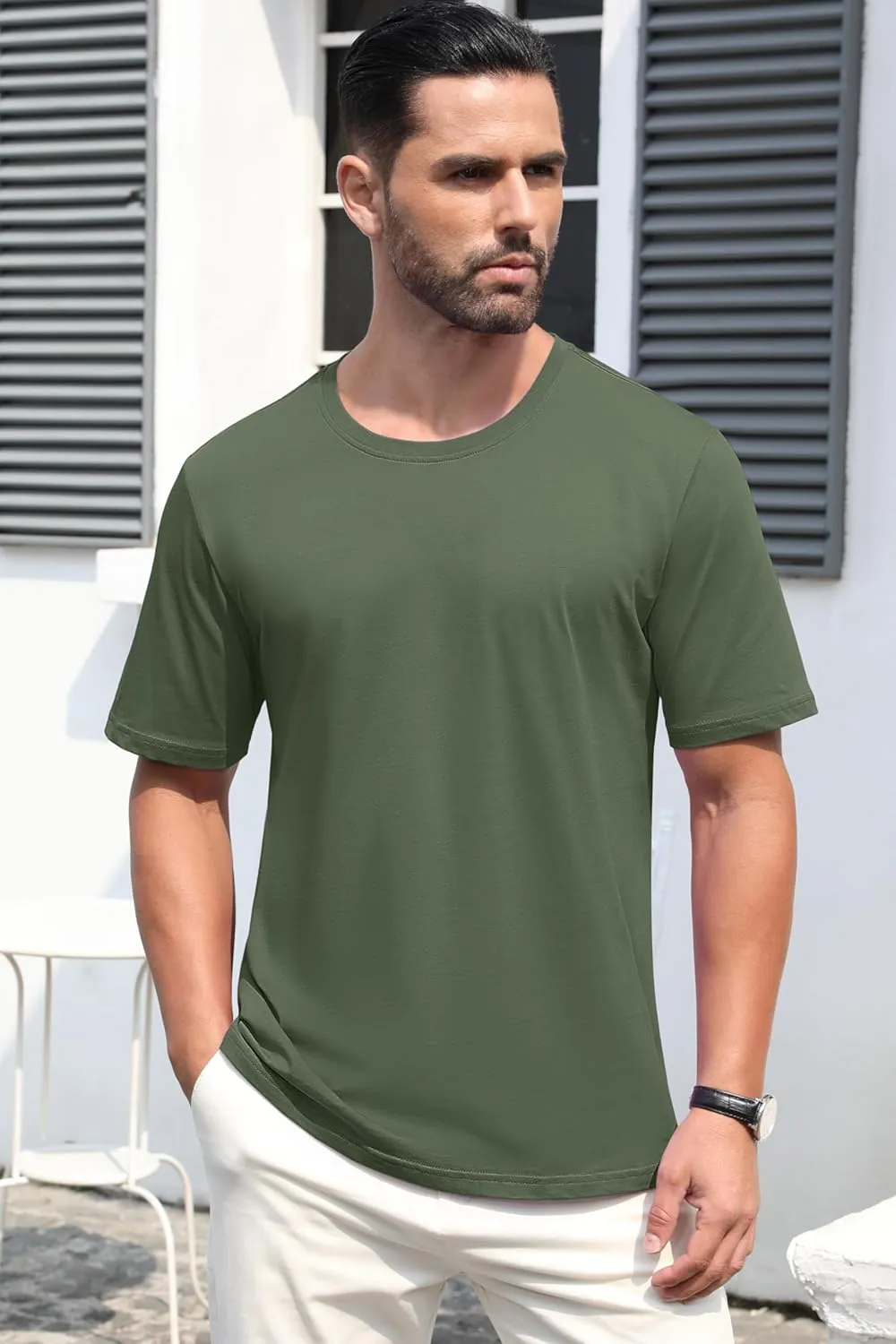 MAGCOMSEN Men's T-Shirts Short Sleeve Crew Neck Cotton Tshirts Casual Summer T Shirts Classic Basic Tees