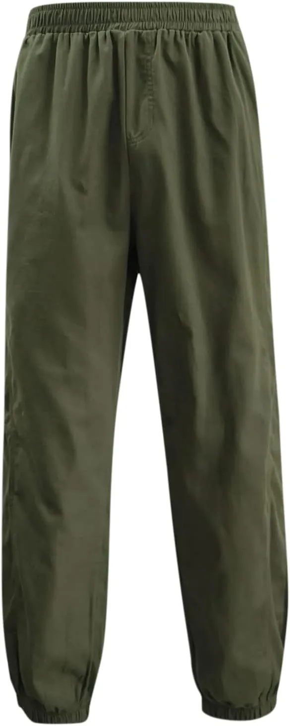Male Casual Solid Loose Pants Elastic Waist Pocket Splice Pant Trousers Casual Slip