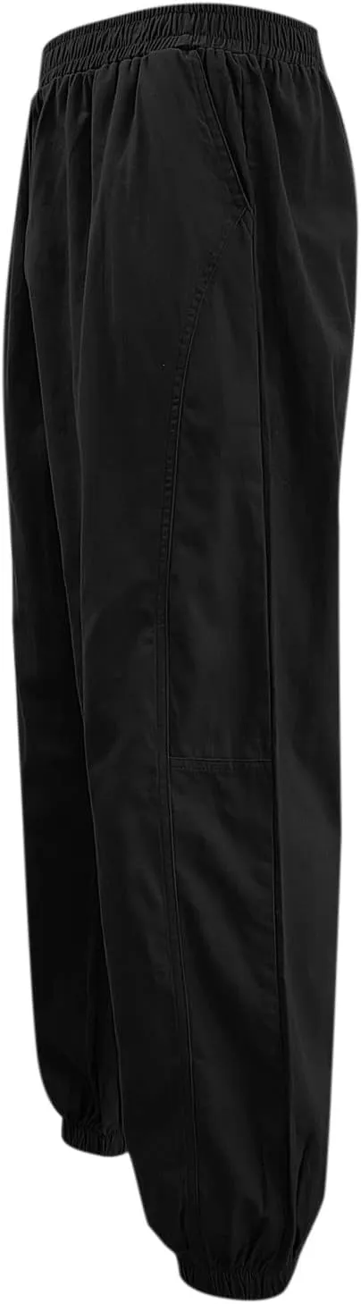 Male Casual Solid Loose Pants Elastic Waist Pocket Splice Pant Trousers Casual Slip