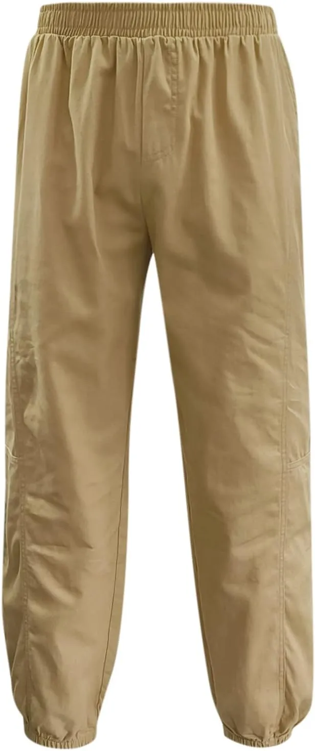 Male Casual Solid Loose Pants Elastic Waist Pocket Splice Pant Trousers Casual Slip
