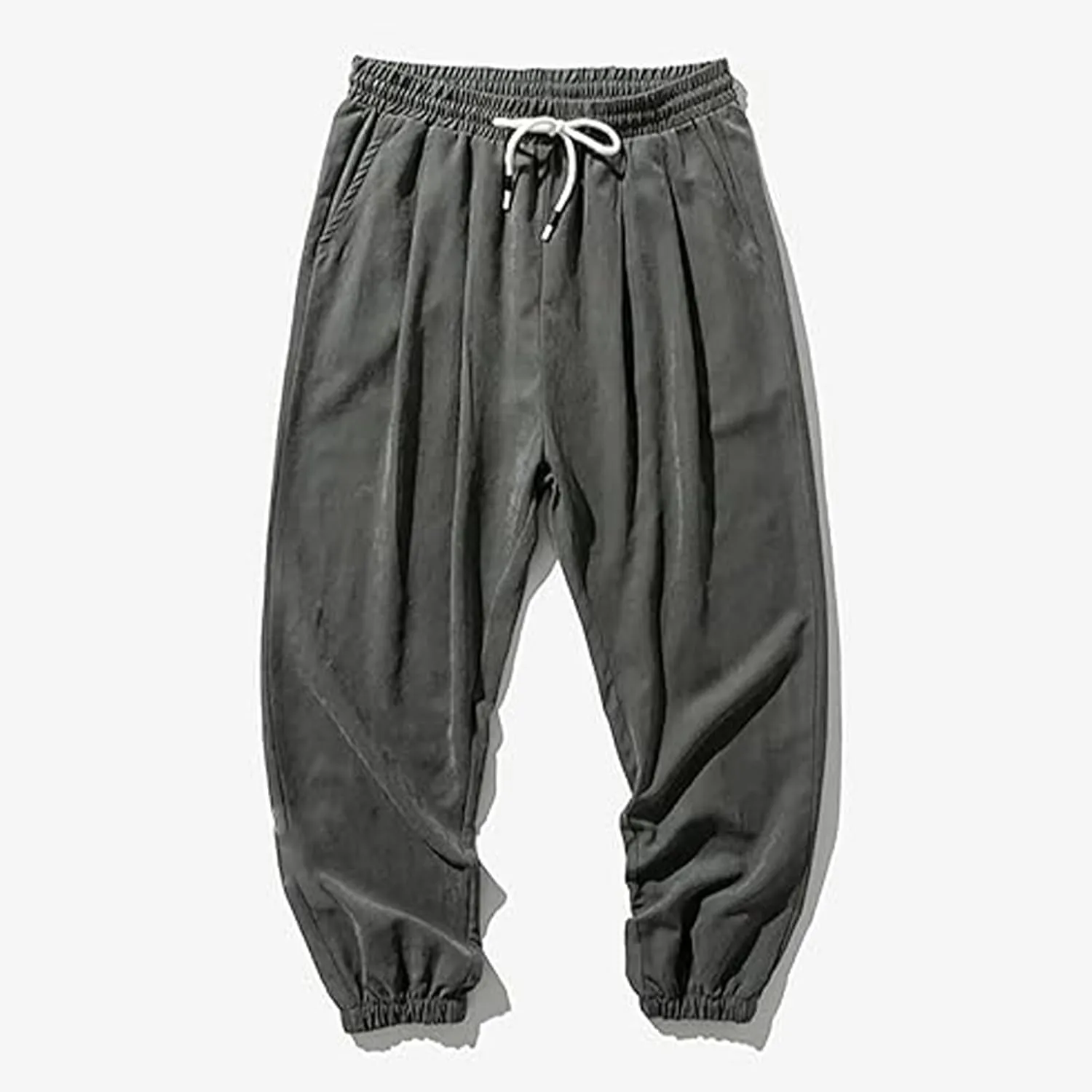 Men Casual Pants Plus Size Plain Trousers Elastic Waist Drawstring Slacks Classic Basic Summer Vacation Lounge Pants