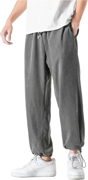 Men Casual Pants Plus Size Plain Trousers Elastic Waist Drawstring Slacks Classic Basic Summer Vacation Lounge Pants