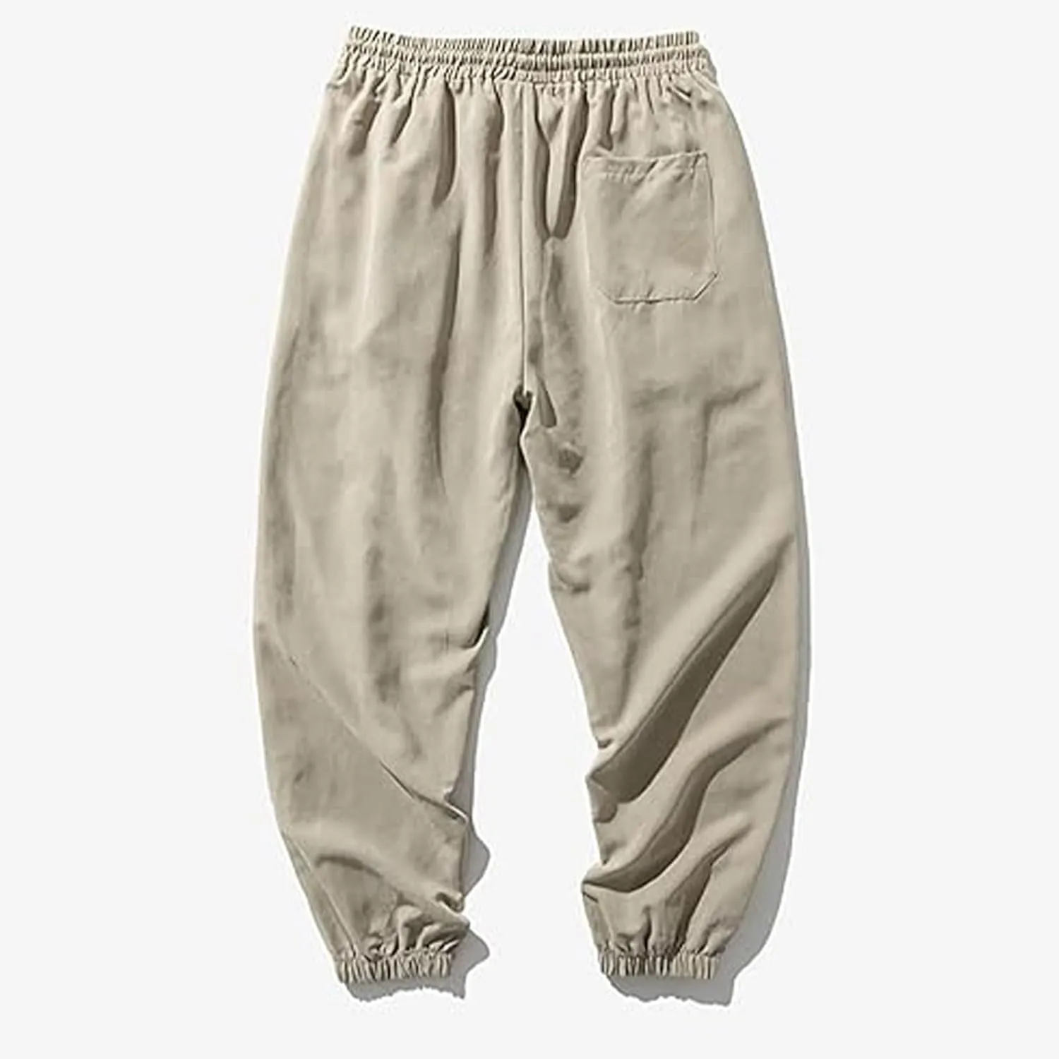 Men Casual Pants Plus Size Plain Trousers Elastic Waist Drawstring Slacks Classic Basic Summer Vacation Lounge Pants