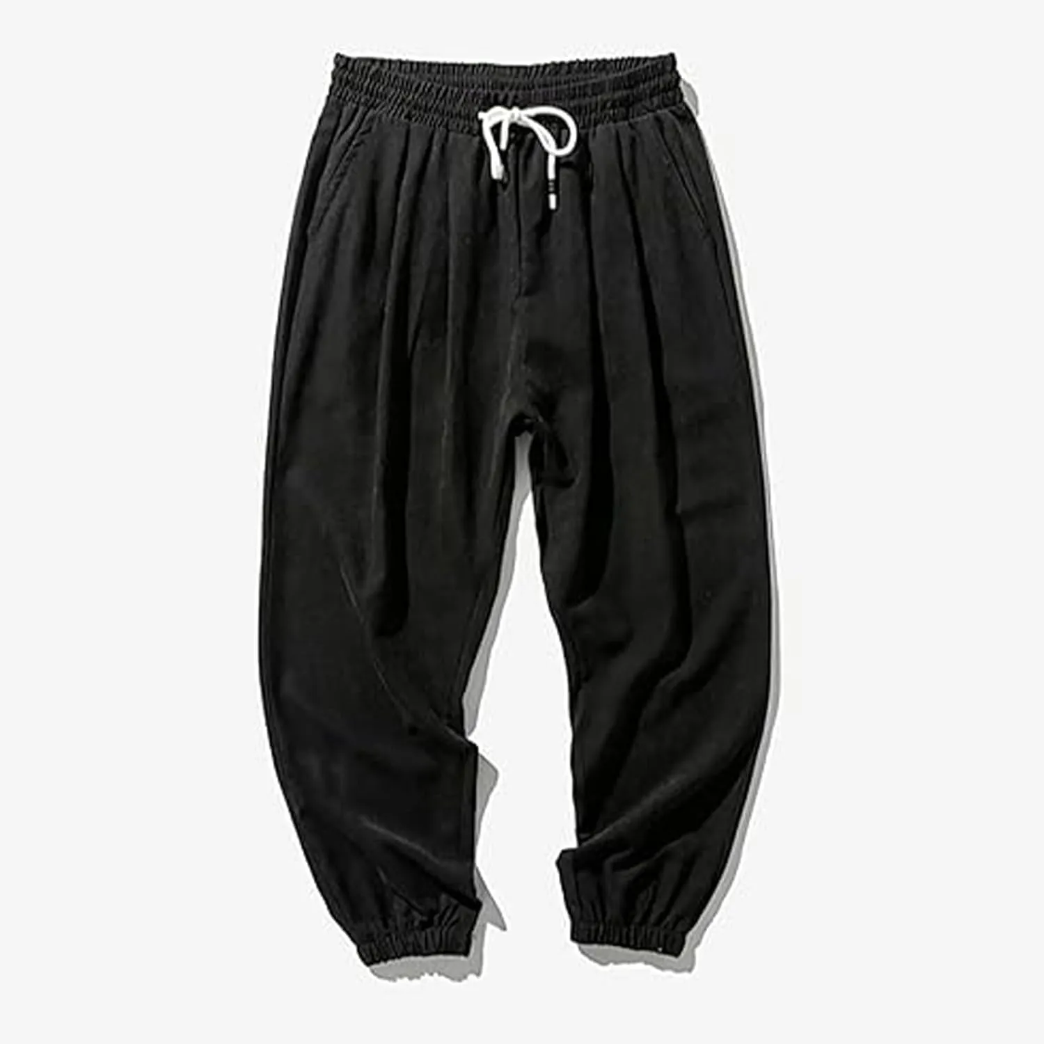 Men Casual Pants Plus Size Plain Trousers Elastic Waist Drawstring Slacks Classic Basic Summer Vacation Lounge Pants