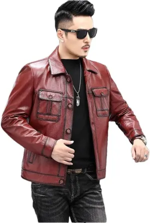 Men Leather Jackets Korean Motorcycle Casual Coats